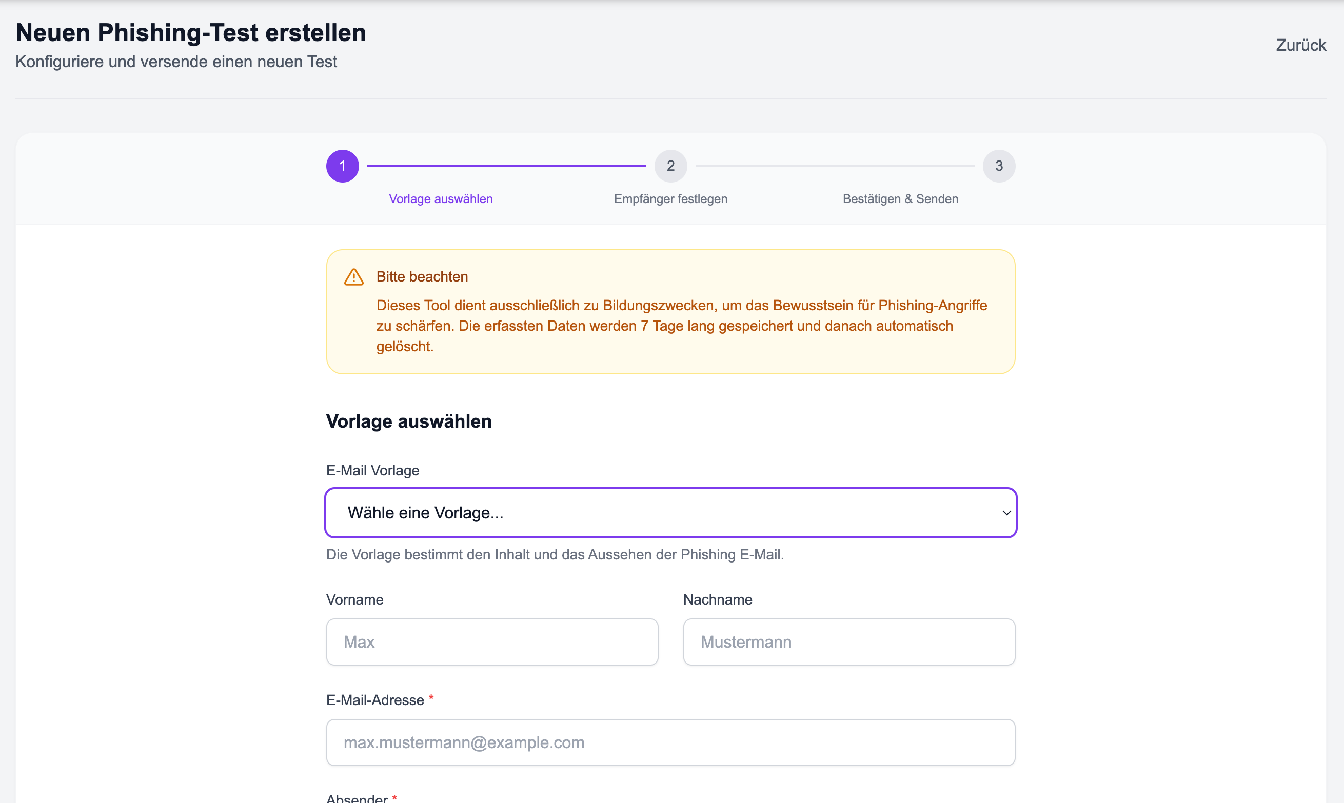 Einfache Testvorlage